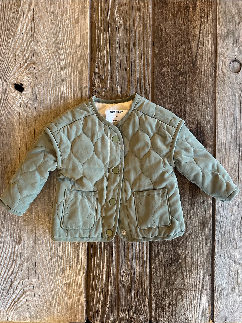 Old Navy Quilted Sage Green Kids Puffer Jacket 6-12 month